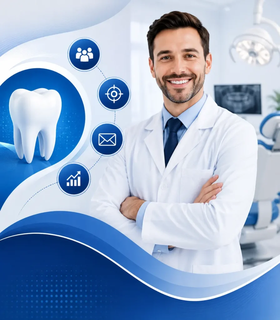 Professional dentist in a modern dental clinic representing targeted dentists email list and healthcare marketing database services
